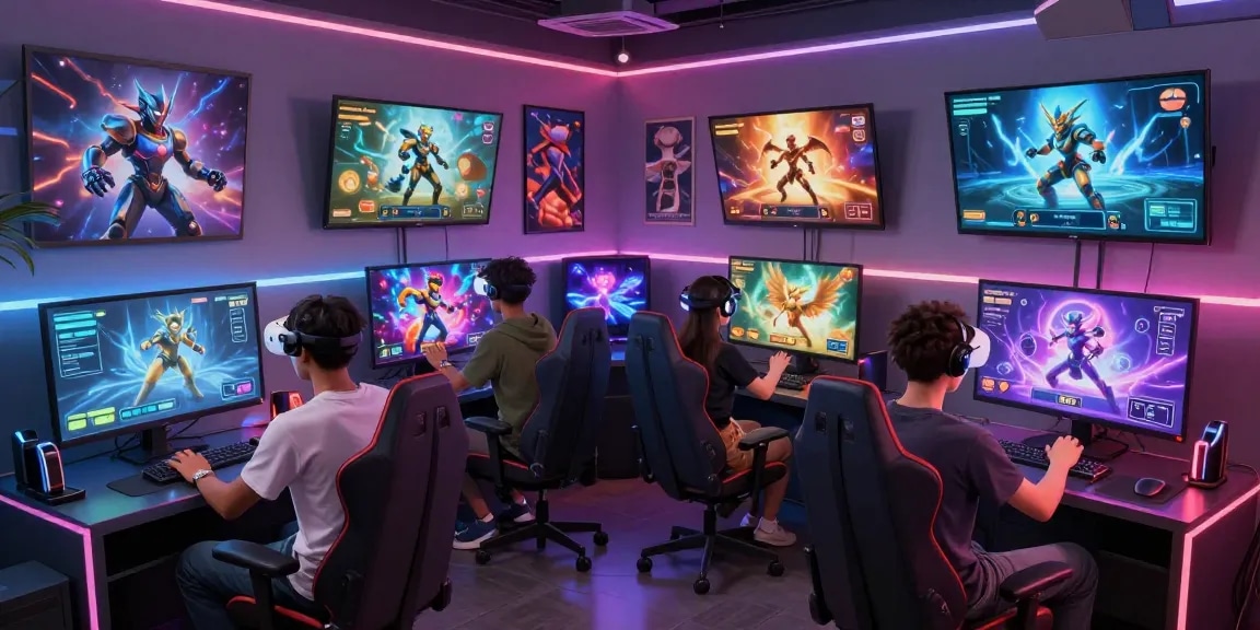 Engaging scene of players immersed in transformation porn games, showcasing vibrant characters and high-tech gaming environment.