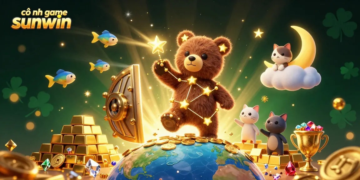 Experience the wonders of cổng game sunwin with a magical 3D Casino scene filled with treasures and whimsical characters.