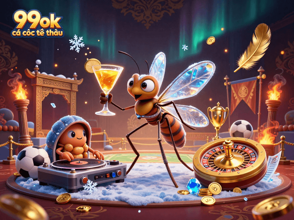 Engaging illustration of a sports betting scene featuring 99ok cá cược thể thao with dynamic characters and vibrant elements.