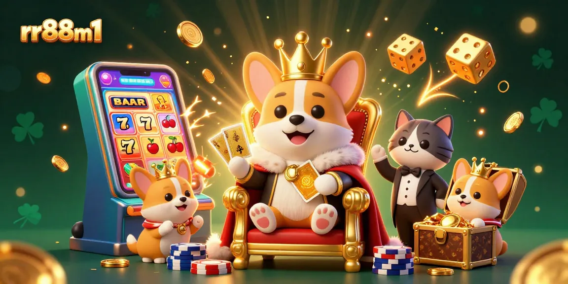 Join the thrill at rr88m1 with a jackpot explosion in a lively 3D casino scene.