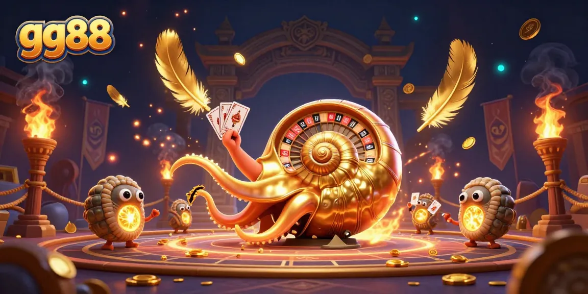 Experience the thrilling gameplay of gg88 with a dynamic scene of a nautilus roulette wheel and glowing companions.