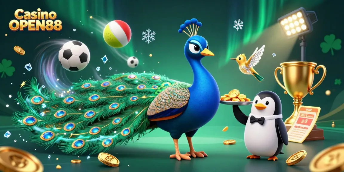 Experience the vibrant thrill at Casino OPEN88 with an illustrated scene of characters and dynamic gaming elements.