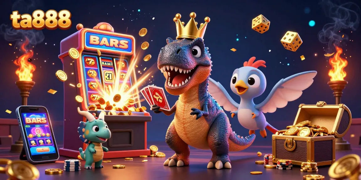 Experience thrilling gameplay at ta888 with whimsical characters and vibrant casino elements bursting with excitement.