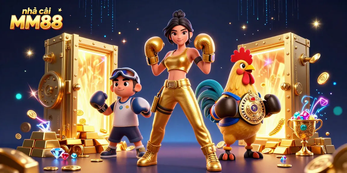 Engage in thrilling action at nhà cái MM88 with a powerful woman champion and a boxing rooster.