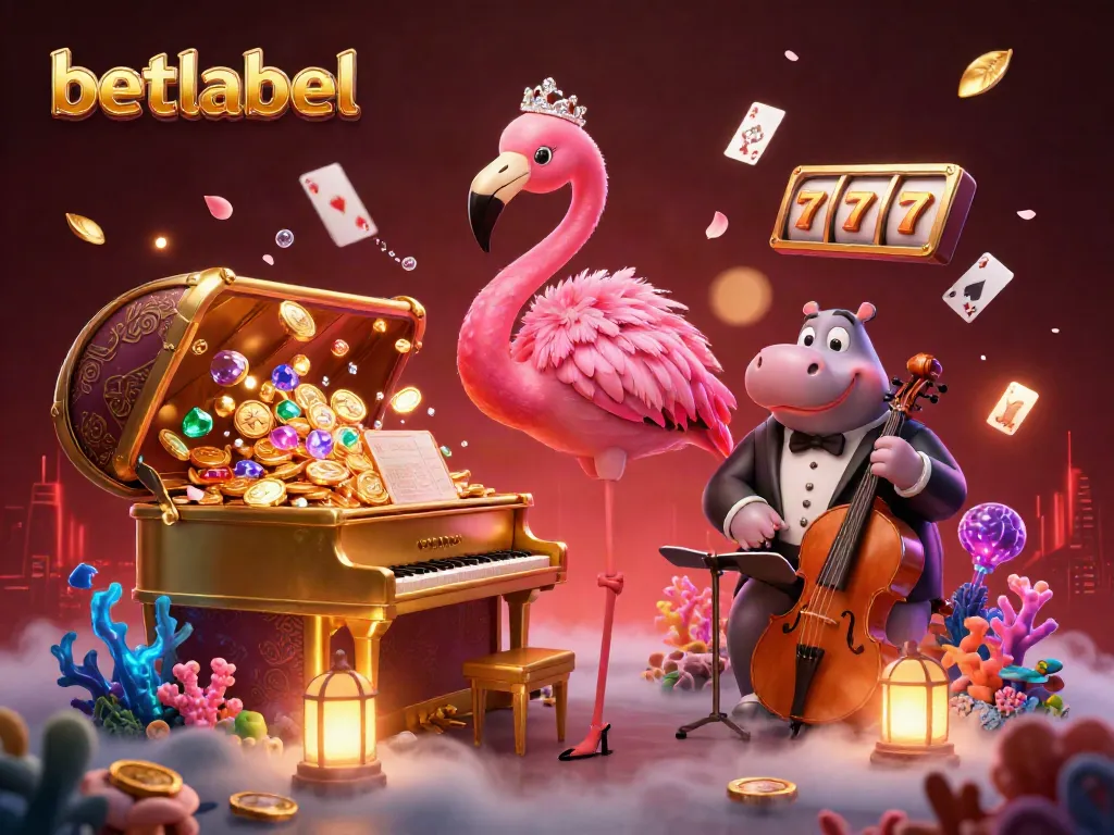 Experience thrilling gaming action with betlabel's dynamic casino illustration featuring vibrant characters and rich elements.