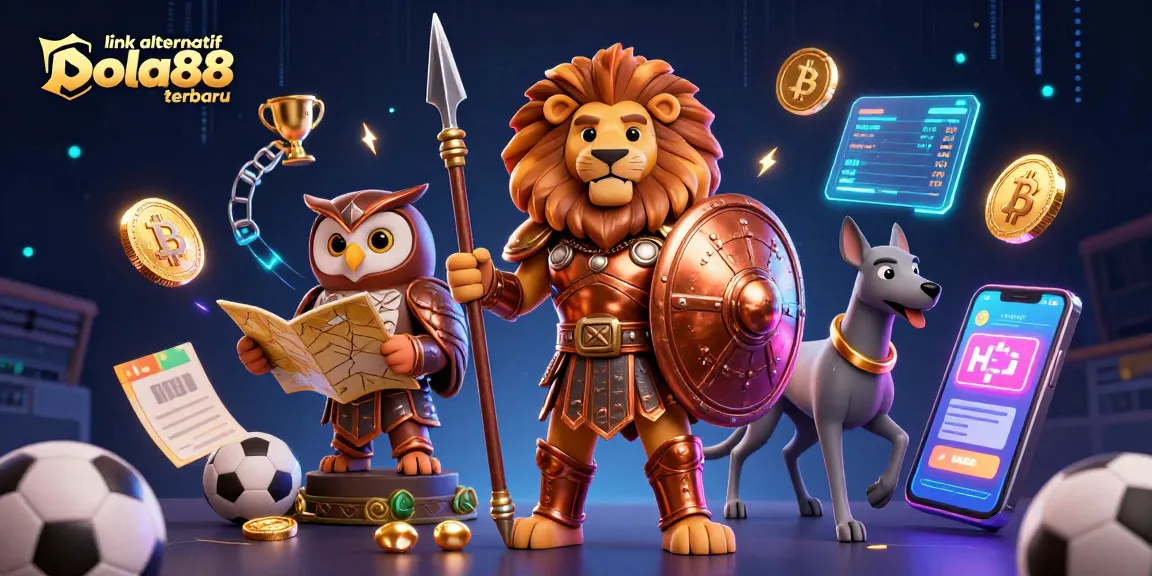 Engage with link alternatif bola88 terbaru through vibrant sports betting scenes featuring dynamic characters and crypto elements.