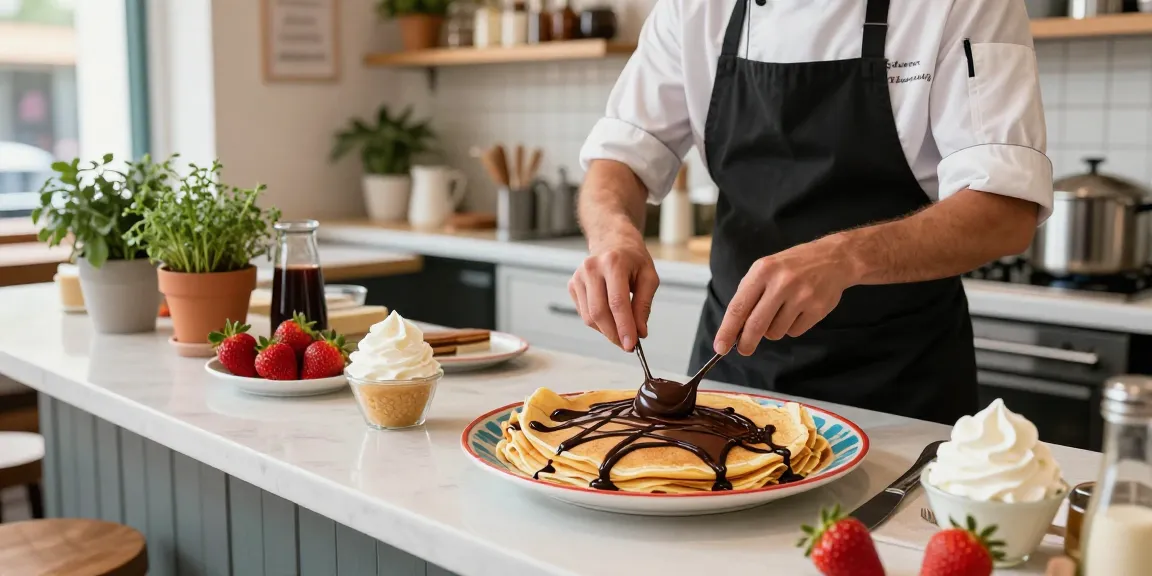 Delicious dark chocolate crepes at Rokok88 cafe, freshly prepared.