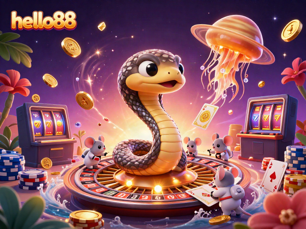 Experience the thrilling world of hello88 with cosmic characters and vibrant casino elements.