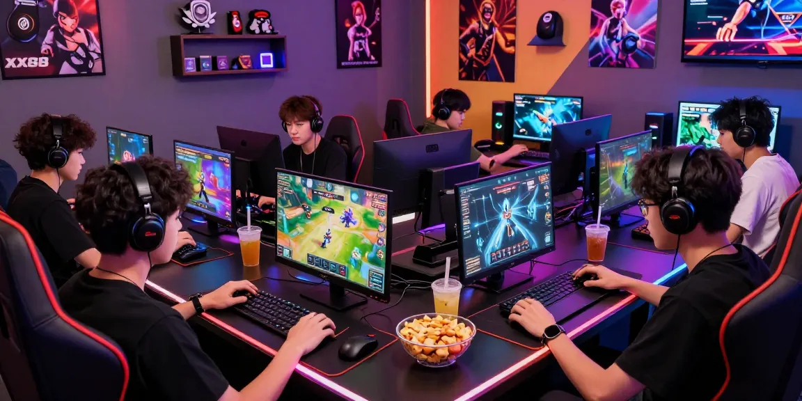 Players enjoying games on XX88 platform in a colorful gaming environment with modern decor and energetic atmosphere.