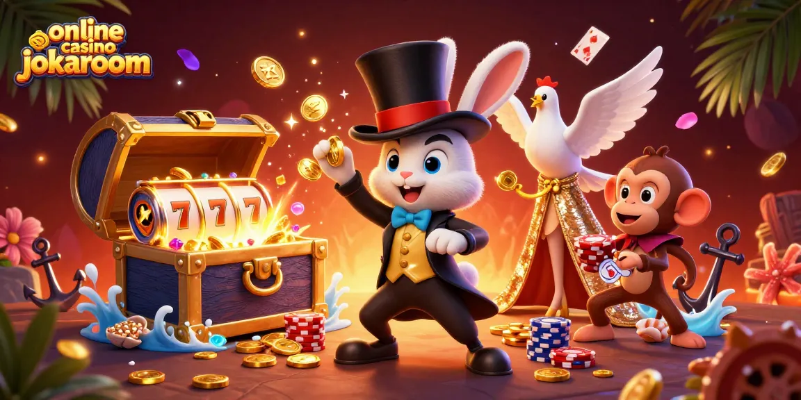 Engage in thrilling gameplay at the online casino jokaroom with a magical scene featuring dynamic characters and game elements.