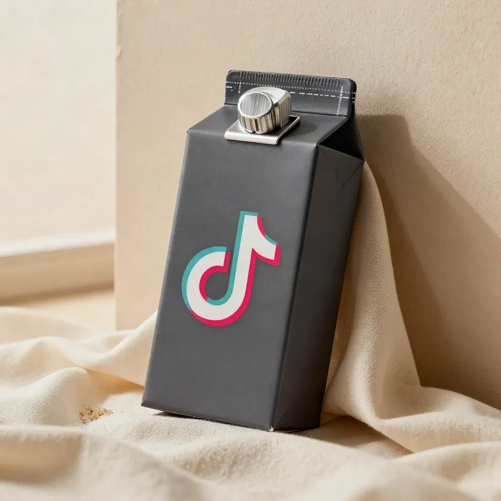 Cartone elegante per boost TikTok su lino crema con luce morbida e accento fucsia