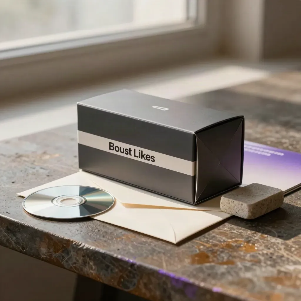 Box glossy per interazioni YouTube con busta, disco cromato e blocco di pietra su sfondo chiaro.