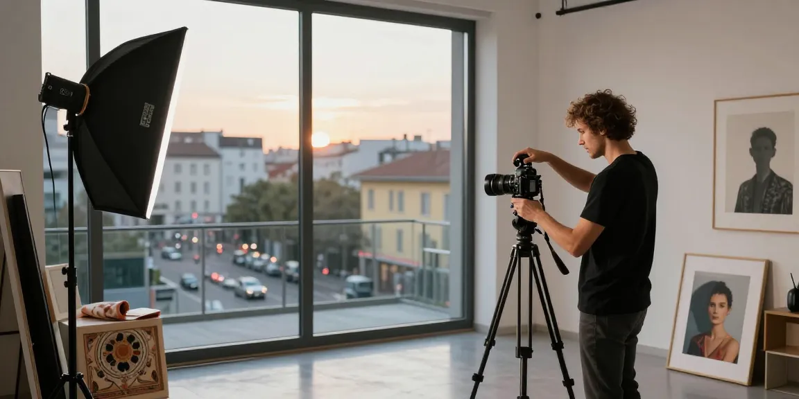 Fotografo professionista a Milano che cattura ritratti eleganti in un ambiente studio stiloso