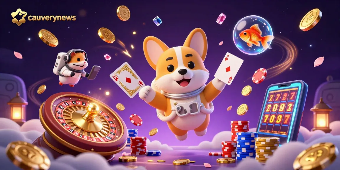 Experience the thrill of gaming at cauverynews with a floating astronaut corgi in a space casino!