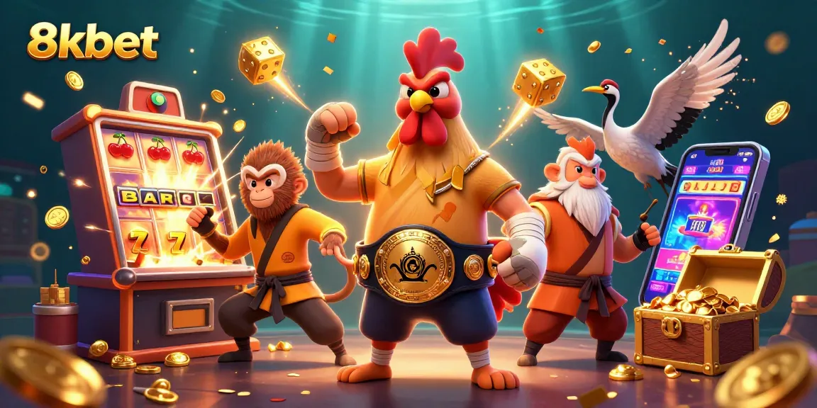 Experience 8kbet with a vibrant casino scene featuring dynamic characters and exciting game elements.