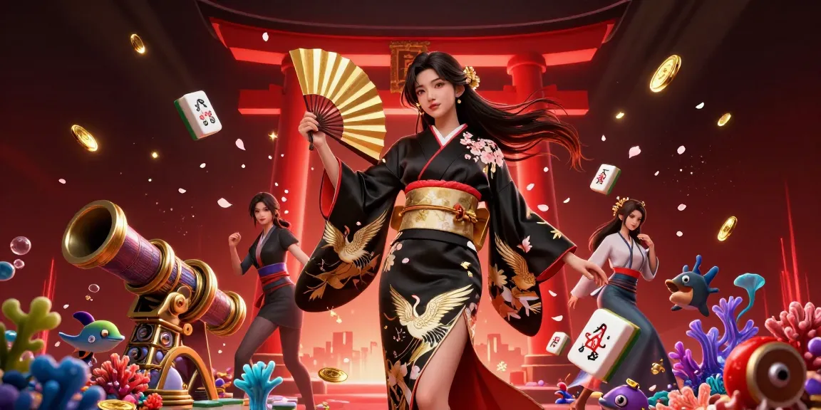 Bắn cá online scene with elegant characters, underwater game elements, and vibrant coral setting.
