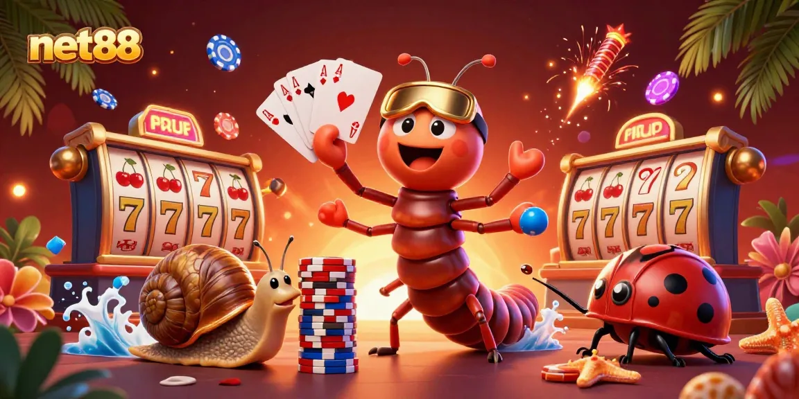 Experience the excitement of net88 with a vibrant casino scene featuring colorful characters and dynamic game elements.