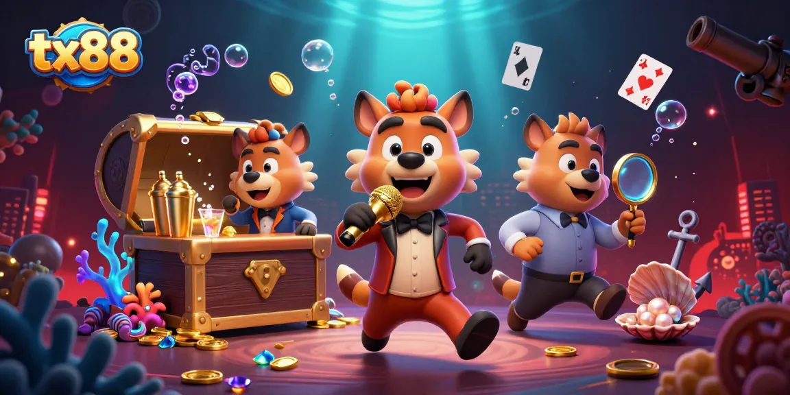 Experience the vibrant energy of tx88 with a lively casino scene featuring hyenas as entertainers.